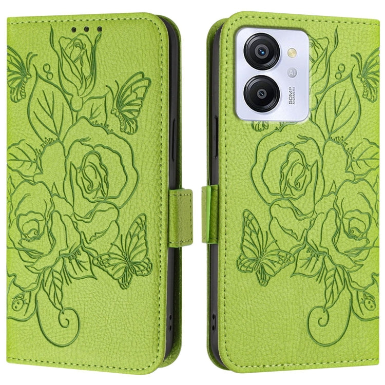 For Blackview Color 8 / Oscal Modern 8 Embossed Rose RFID Anti-theft Leather Phone Case(Green) - More Brand by PMC Jewellery | Online Shopping South Africa | PMC Jewellery | Buy Now Pay Later Mobicred