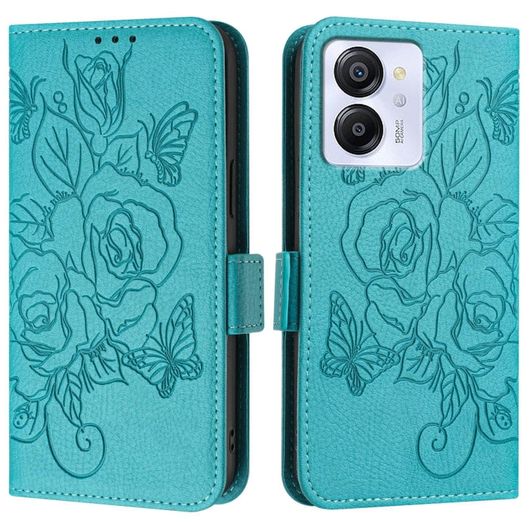 For Blackview Color 8 / Oscal Modern 8 Embossed Rose RFID Anti-theft Leather Phone Case(Light Blue) - More Brand by PMC Jewellery | Online Shopping South Africa | PMC Jewellery | Buy Now Pay Later Mobicred