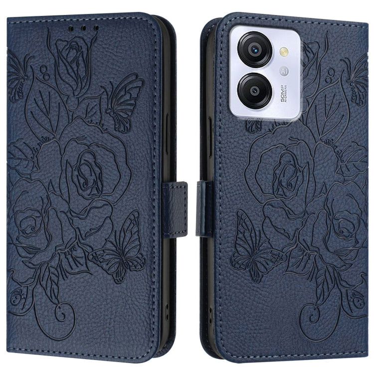 For Blackview Color 8 / Oscal Modern 8 Embossed Rose RFID Anti-theft Leather Phone Case(Dark Blue) - More Brand by PMC Jewellery | Online Shopping South Africa | PMC Jewellery | Buy Now Pay Later Mobicred