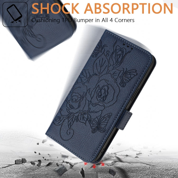 For Blackview Color 8 / Oscal Modern 8 Embossed Rose RFID Anti-theft Leather Phone Case(Dark Blue) - More Brand by PMC Jewellery | Online Shopping South Africa | PMC Jewellery | Buy Now Pay Later Mobicred