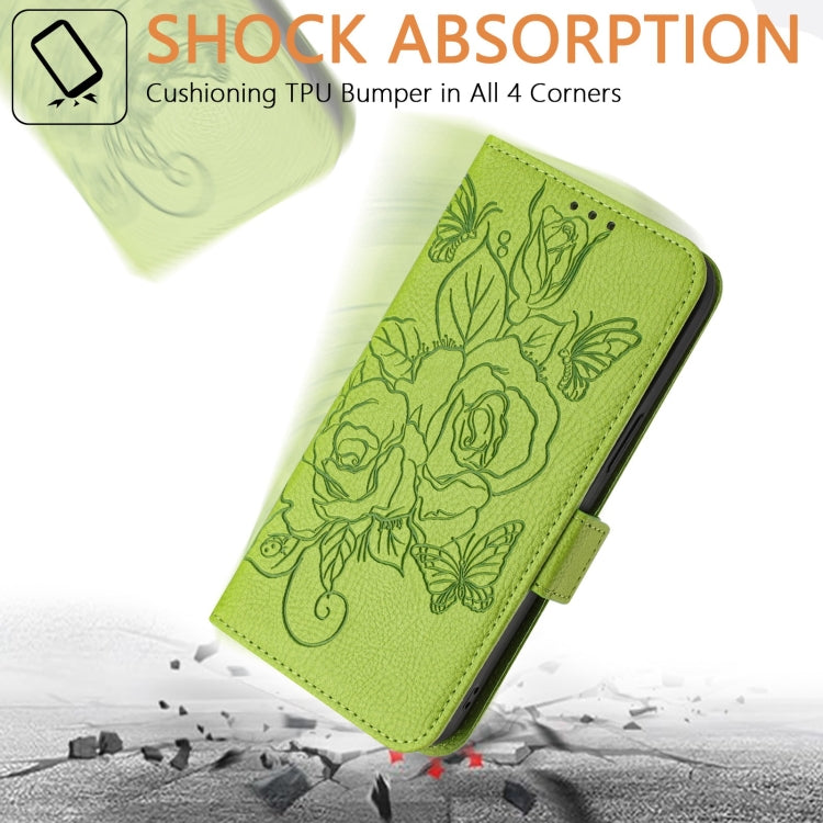 For Blackview Shark 8 Embossed Rose RFID Anti-theft Leather Phone Case(Green) - More Brand by PMC Jewellery | Online Shopping South Africa | PMC Jewellery | Buy Now Pay Later Mobicred