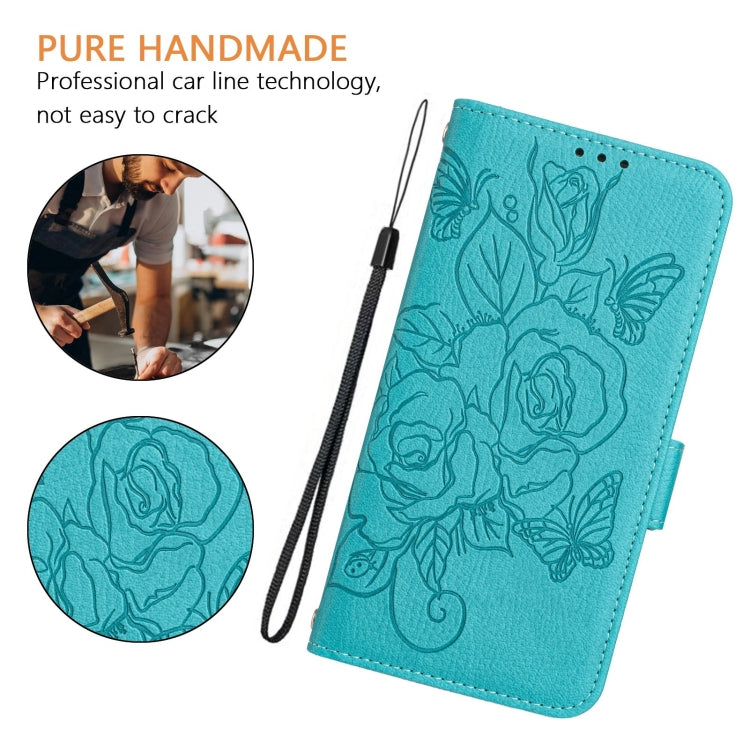 For Google Pixel 9 Pro XL Embossed Rose RFID Anti-theft Leather Phone Case(Light Blue) - Google Cases by PMC Jewellery | Online Shopping South Africa | PMC Jewellery | Buy Now Pay Later Mobicred