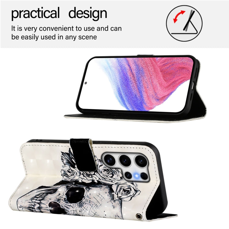 For Samsung Galaxy S25 Ultra 5G 3D Painting Horizontal Flip Leather Phone Case(Skull) - Galaxy S25 Ultra 5G Cases by PMC Jewellery | Online Shopping South Africa | PMC Jewellery | Buy Now Pay Later Mobicred