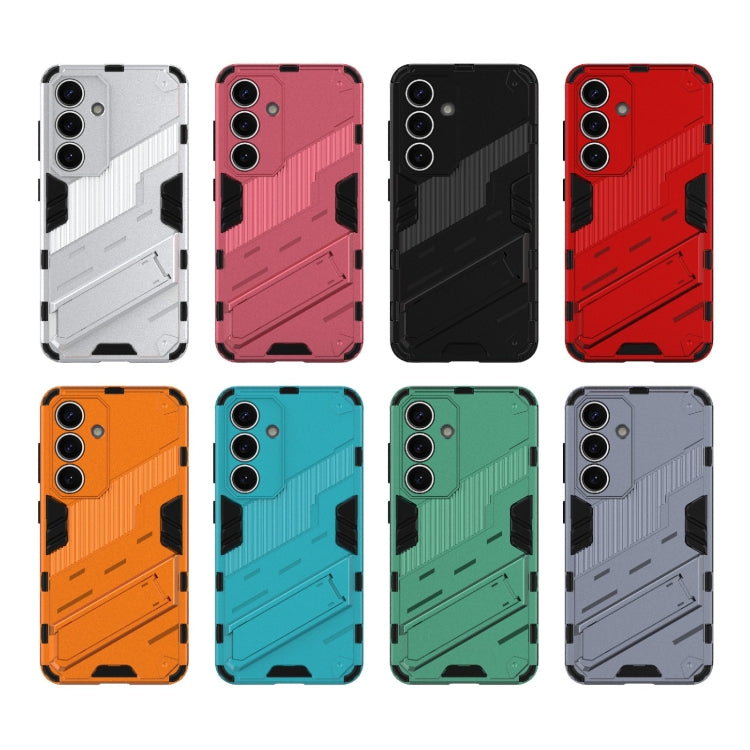 For Samsung Galaxy S25 5G Punk Armor 2 in 1 PC + TPU Shockproof Phone Case with Invisible Holder(Black) - Galaxy S25 5G Cases by PMC Jewellery | Online Shopping South Africa | PMC Jewellery | Buy Now Pay Later Mobicred