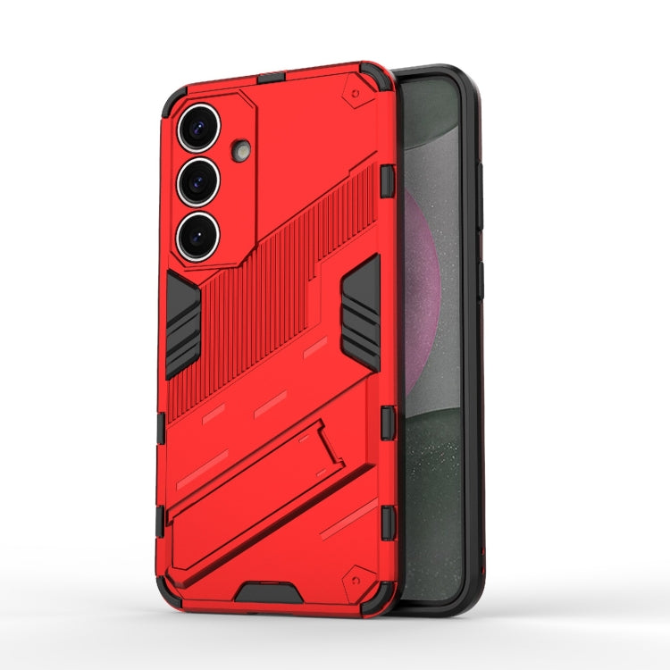 For Samsung Galaxy S25+ 5G Punk Armor 2 in 1 PC + TPU Shockproof Phone Case with Invisible Holder(Light Red) - Galaxy S25+ 5G Cases by PMC Jewellery | Online Shopping South Africa | PMC Jewellery | Buy Now Pay Later Mobicred