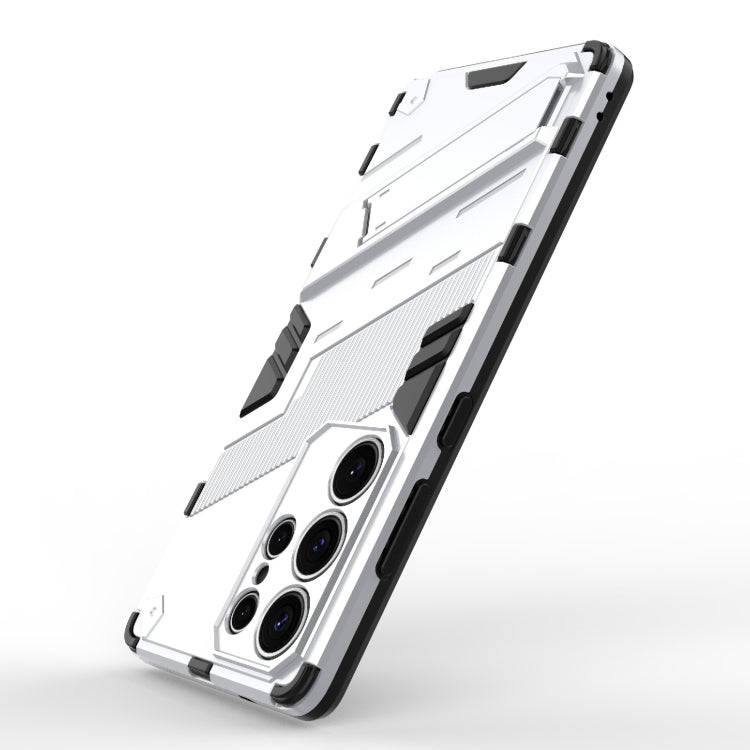 For Samsung Galaxy S25 Ultra 5G Punk Armor 2 in 1 PC + TPU Shockproof Phone Case with Invisible Holder(White) - Galaxy S25 Ultra 5G Cases by PMC Jewellery | Online Shopping South Africa | PMC Jewellery | Buy Now Pay Later Mobicred