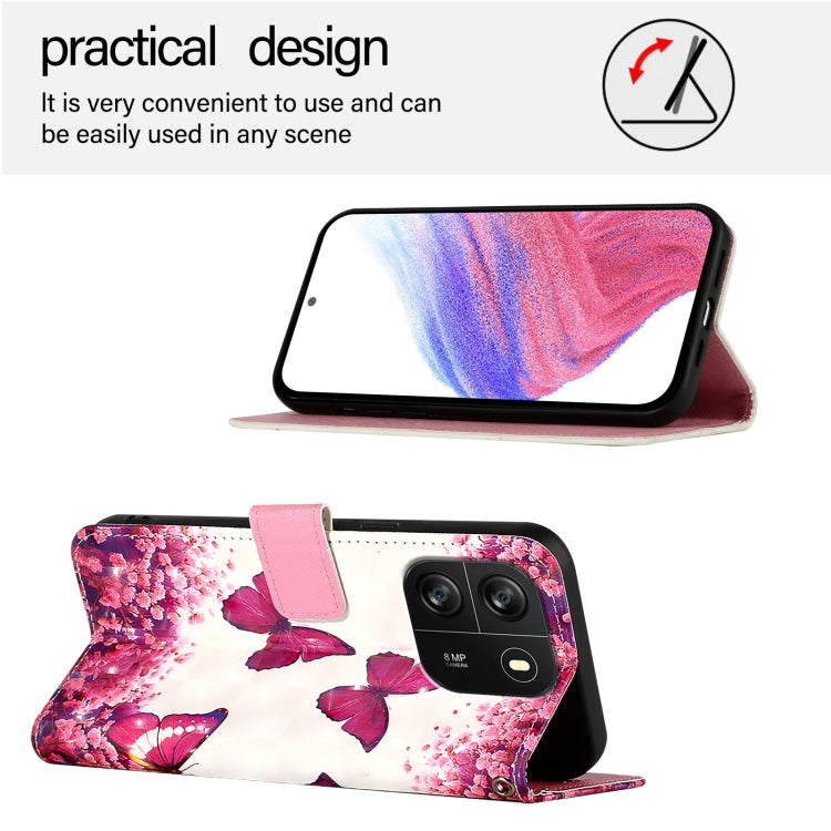 For Blackview Wave 6C 3D Painting Horizontal Flip Leather Phone Case(Rose Butterfly) - More Brand by PMC Jewellery | Online Shopping South Africa | PMC Jewellery | Buy Now Pay Later Mobicred