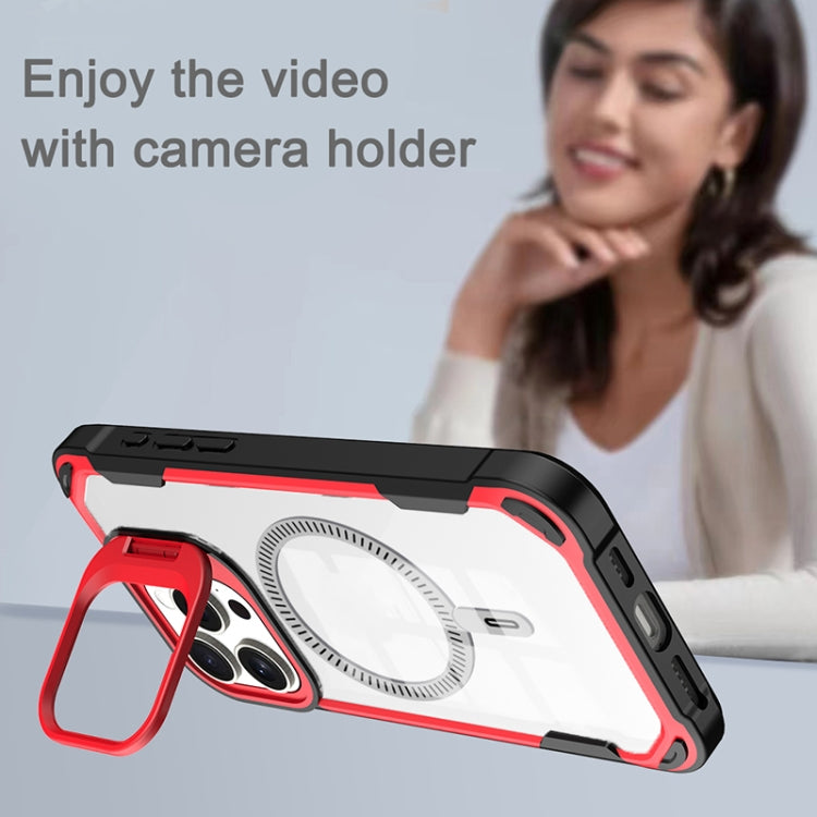 For iPhone 16 Transparent Acrylic MagSafe Lens Holder Phone Case(Purple) - iPhone 16 Cases by PMC TechLife | Online Shopping South Africa | PMC TechLife | Buy Now Pay Later Mobicred