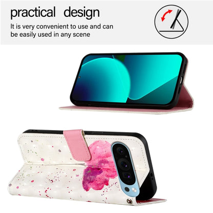 For Google Pixel 9 3D Painting Horizontal Flip Leather Phone Case(Flower) - Google Cases by PMC Jewellery | Online Shopping South Africa | PMC Jewellery | Buy Now Pay Later Mobicred