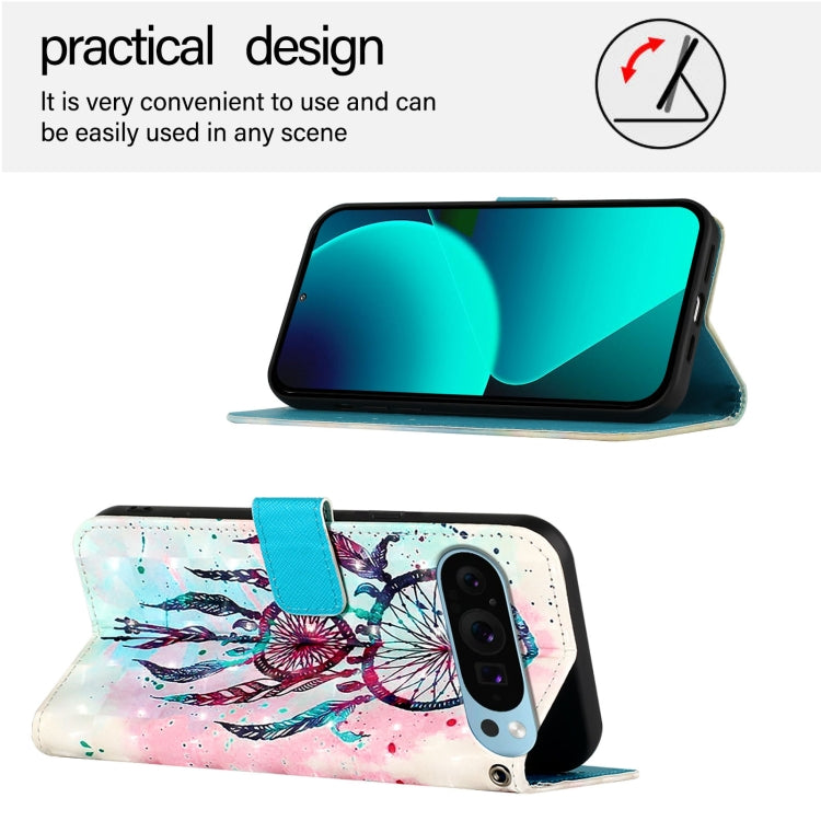 For Google Pixel 9 Pro XL 3D Painting Horizontal Flip Leather Phone Case(Color Drop Wind Chimes) - Google Cases by PMC TechLife | Online Shopping South Africa | PMC TechLife | Buy Now Pay Later Mobicred