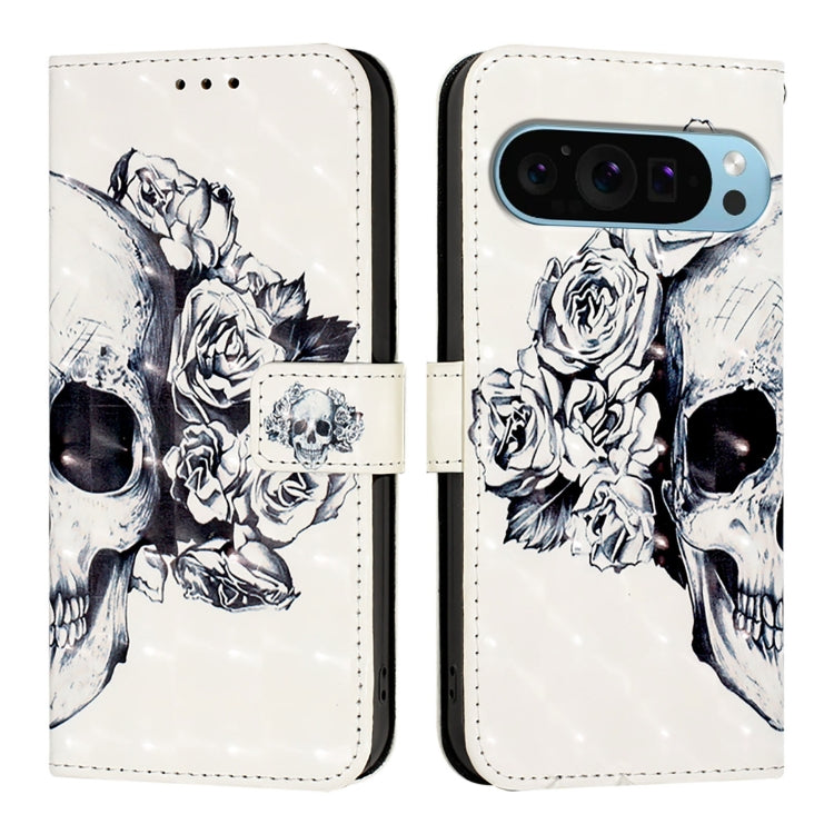 For Google Pixel 9 Pro XL 3D Painting Horizontal Flip Leather Phone Case(Skull) - Google Cases by PMC Jewellery | Online Shopping South Africa | PMC Jewellery | Buy Now Pay Later Mobicred