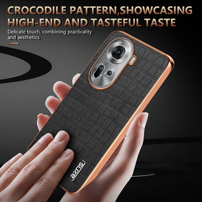 For OPPO Reno11 Global AZNS Electroplated Frame Crocodile Texture Full Coverage Phone Case(White) - Reno11 Cases by AZNS | Online Shopping South Africa | PMC Jewellery | Buy Now Pay Later Mobicred