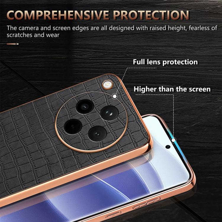 For OPPO Find X8 AZNS Electroplated Frame Crocodile Texture Full Coverage Phone Case(Blue) - Find X8 Cases by AZNS | Online Shopping South Africa | PMC Jewellery | Buy Now Pay Later Mobicred