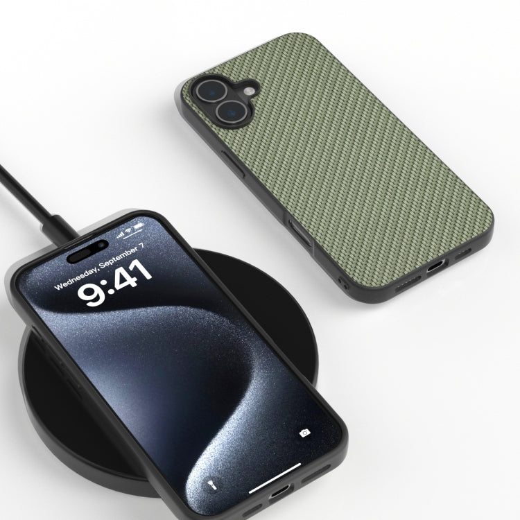 For iPhone 16 Carbon Fiber Texture Protective Phone Case(Green) - iPhone 16 Cases by PMC TechLife | Online Shopping South Africa | PMC TechLife | Buy Now Pay Later Mobicred
