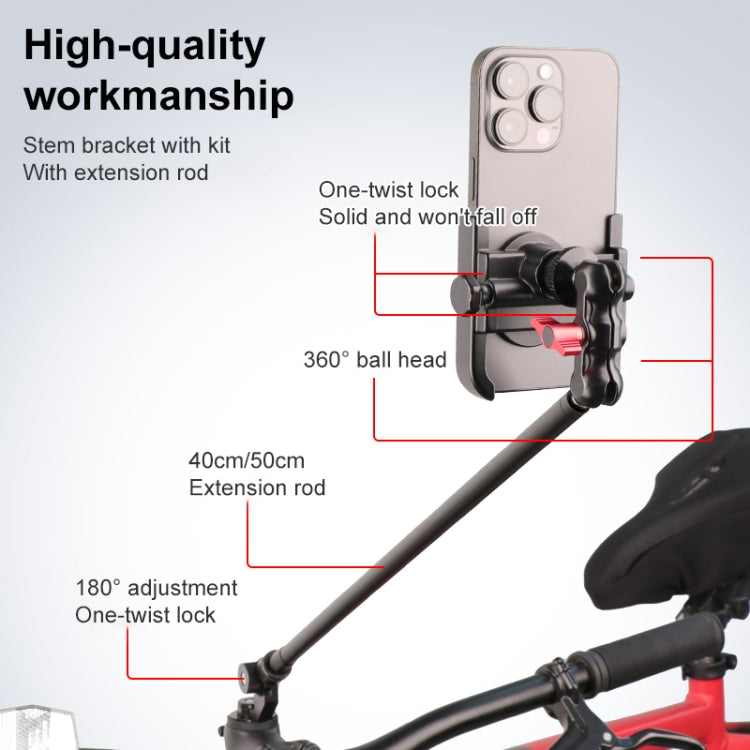 Bicycle Handlebar Holder Pea Clip Adapter 50cm Rod Set - Bicycle Handlebar Mount by PMC TechLife | Online Shopping South Africa | PMC TechLife | Buy Now Pay Later Mobicred