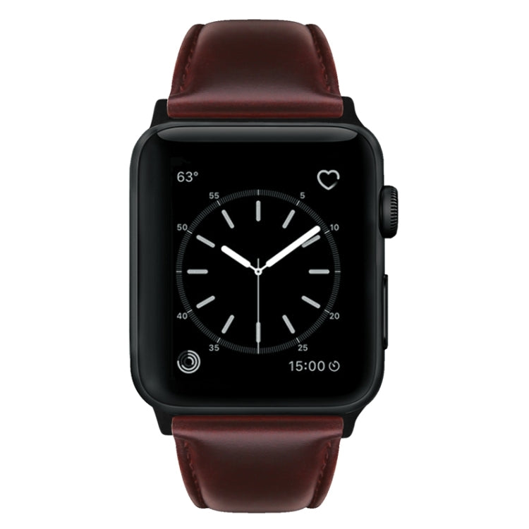 For Apple Watch Ultra 2 49mm Oil Wax Genuine Leather Watch Band(Red Brown) - Watch Bands by PMC TechLife | Online Shopping South Africa | PMC TechLife | Buy Now Pay Later Mobicred