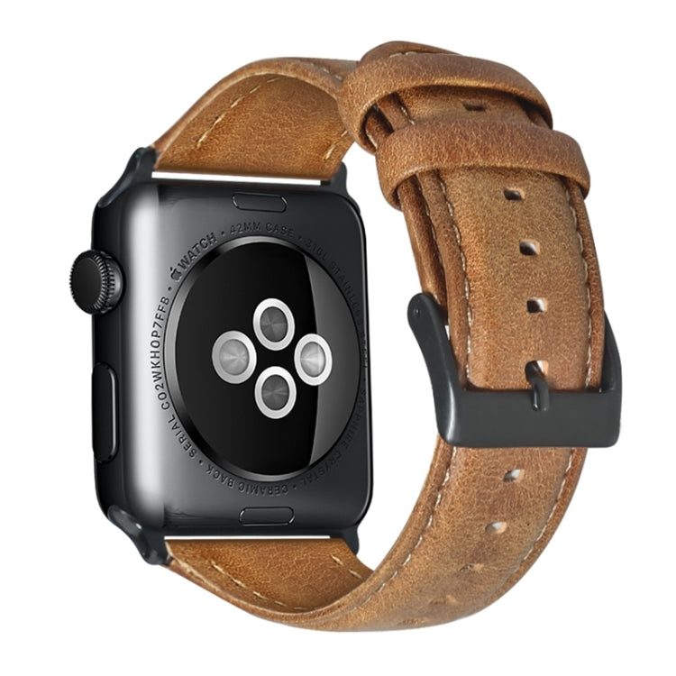 For Apple Watch Ultra 49mm Oil Wax Genuine Leather Watch Band(Yellow Brown) - Watch Bands by PMC TechLife | Online Shopping South Africa | PMC TechLife | Buy Now Pay Later Mobicred