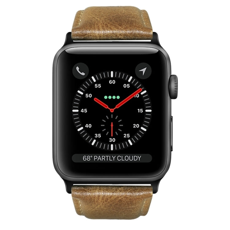For Apple Watch Ultra 49mm Oil Wax Genuine Leather Watch Band(Yellow Brown) - Watch Bands by PMC TechLife | Online Shopping South Africa | PMC TechLife | Buy Now Pay Later Mobicred