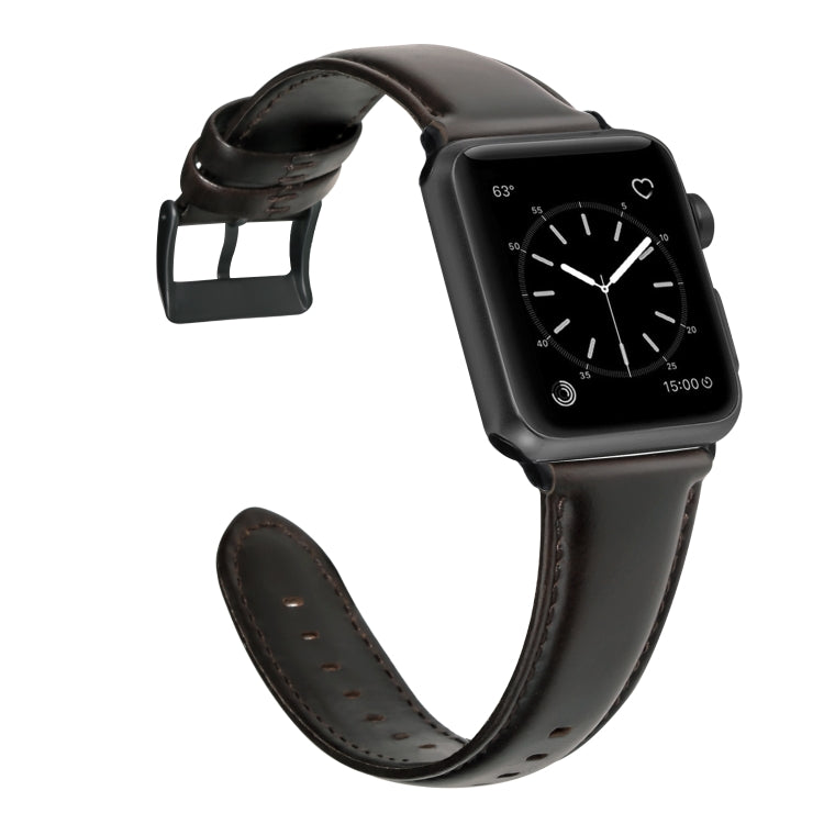 For Apple Watch Ultra 49mm Oil Wax Genuine Leather Watch Band(Dark Brown) - Watch Bands by PMC TechLife | Online Shopping South Africa | PMC TechLife | Buy Now Pay Later Mobicred