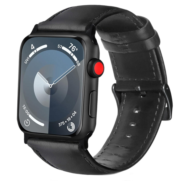 For Apple Watch Series 4 40mm Oil Wax Genuine Leather Watch Band(Black) - Watch Bands by PMC TechLife | Online Shopping South Africa | PMC TechLife | Buy Now Pay Later Mobicred
