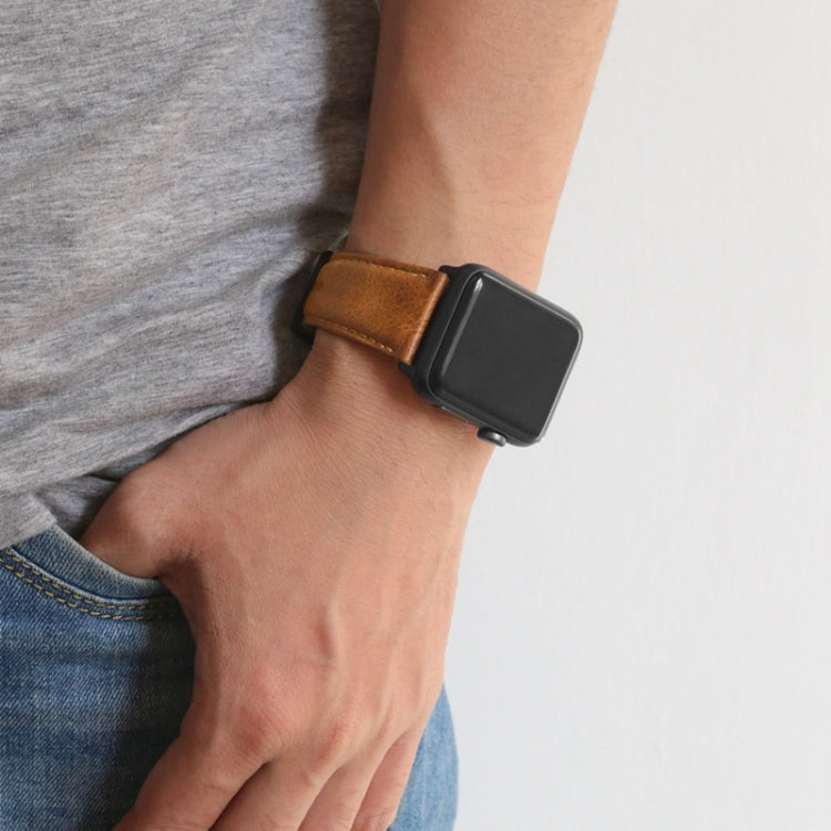 For Apple Watch Ultra 49mm Oil Wax Genuine Leather Watch Band(Dark Brown) - Watch Bands by PMC TechLife | Online Shopping South Africa | PMC TechLife | Buy Now Pay Later Mobicred