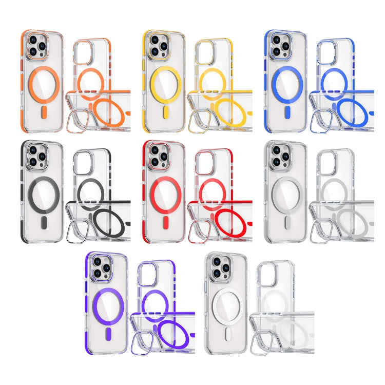 For iPhone 16 Pro Max Dual-Color Clear Acrylic Hybrid TPU Lens Flip Holder MagSafe Phone Case(Orange) - iPhone 16 Pro Max Cases by PMC TechLife | Online Shopping South Africa | PMC TechLife | Buy Now Pay Later Mobicred