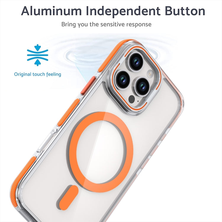 For iPhone 16 Dual-Color Clear Acrylic Hybrid TPU Lens Flip Holder MagSafe Phone Case(Blue) - free shipping - PMC TechLife - Order now!