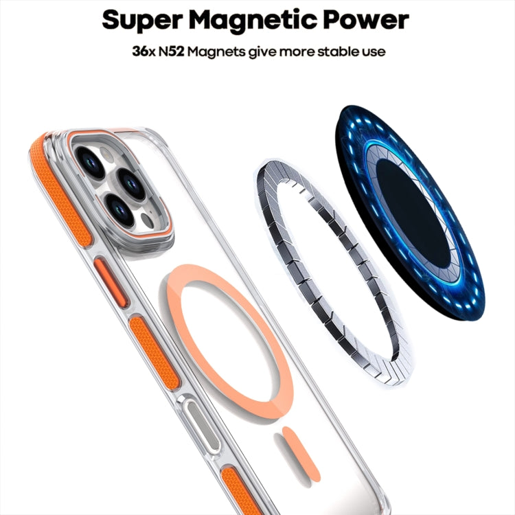 For iPhone 16 Pro Max Dual-Color Clear Acrylic Hybrid TPU Lens Flip Holder MagSafe Phone Case(Orange) - iPhone 16 Pro Max Cases by PMC TechLife | Online Shopping South Africa | PMC TechLife | Buy Now Pay Later Mobicred