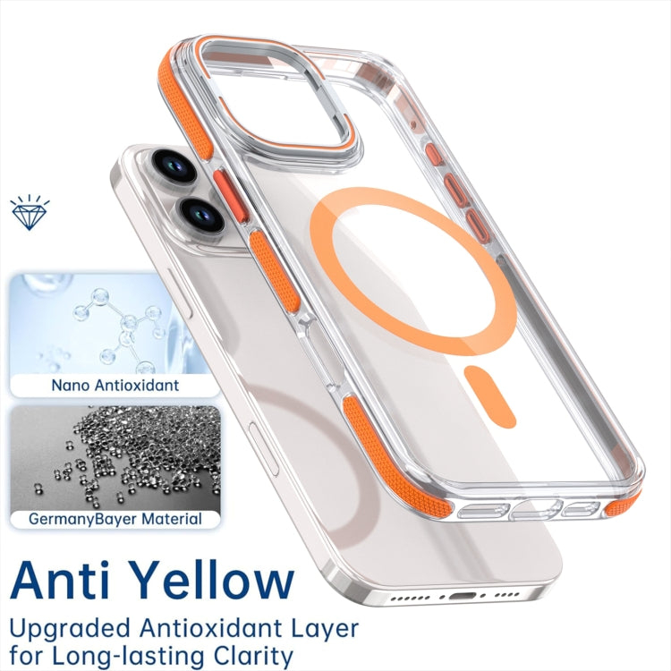 For iPhone 16 Dual-Color Clear Acrylic Hybrid TPU Lens Flip Holder MagSafe Phone Case(Blue) - free shipping - PMC TechLife - Order now!