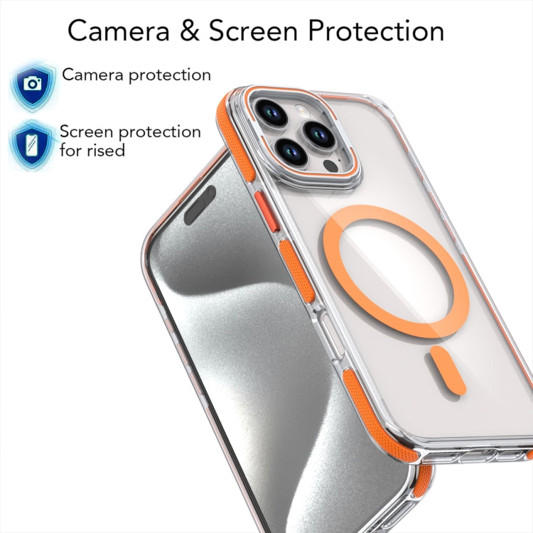 For iPhone 16 Pro Max Dual-Color Clear Acrylic Hybrid TPU Lens Flip Holder MagSafe Phone Case(Orange) - iPhone 16 Pro Max Cases by PMC TechLife | Online Shopping South Africa | PMC TechLife | Buy Now Pay Later Mobicred