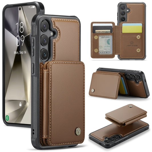 For Samsung Galaxy S24+ 5G JEEHOOD J05 Business Magnetic Style RFID Leather Phone Case(Brown) - Galaxy S24+ 5G Cases by JEEHOOD | Online Shopping South Africa | PMC Jewellery | Buy Now Pay Later Mobicred