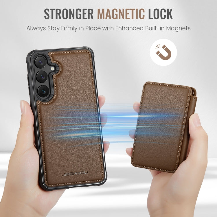 For Samsung Galaxy S24+ 5G JEEHOOD J05 Business Magnetic Style RFID Leather Phone Case(Brown) - free shipping - PMC Jewellery - Order now!