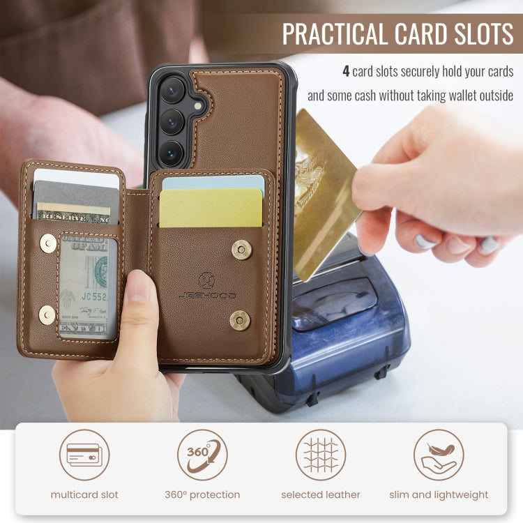 For Samsung Galaxy S24+ 5G JEEHOOD J05 Business Magnetic Style RFID Leather Phone Case(Brown) - free shipping - PMC Jewellery - Order now!