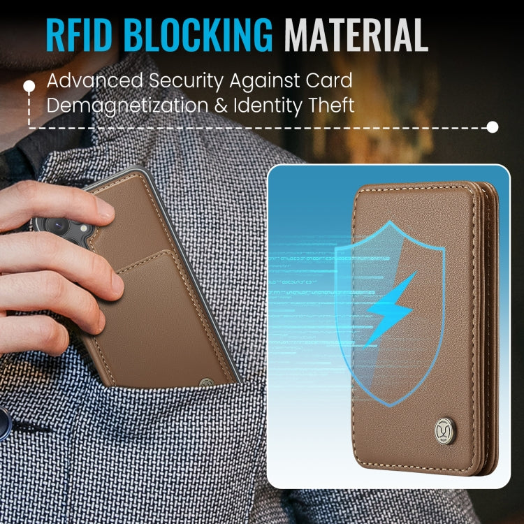 For Samsung Galaxy S24+ 5G JEEHOOD J05 Business Magnetic Style RFID Leather Phone Case(Brown) - free shipping - PMC Jewellery - Order now!