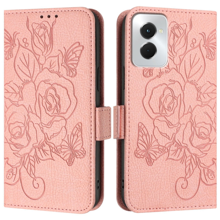 For Motorola Moto G Power 5G 2024 Embossed Rose RFID Anti-theft Leather Phone Case(Pink) - Motorola Cases by PMC Jewellery | Online Shopping South Africa | PMC Jewellery | Buy Now Pay Later Mobicred