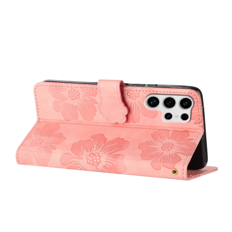 For Samsung Galaxy S25 Ultra 5G Flower Embossing Pattern Leather Phone Case(Pink) - Galaxy S25 Ultra 5G Cases by PMC Jewellery | Online Shopping South Africa | PMC Jewellery | Buy Now Pay Later Mobicred