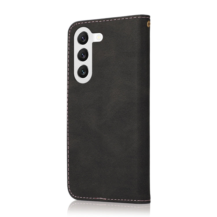 For Samsung Galaxy S25 5G Dual-color Stitching Leather Phone Case(Black Rose Gold) - Galaxy S25 5G Cases by PMC TechLife | Online Shopping South Africa | PMC TechLife | Buy Now Pay Later Mobicred
