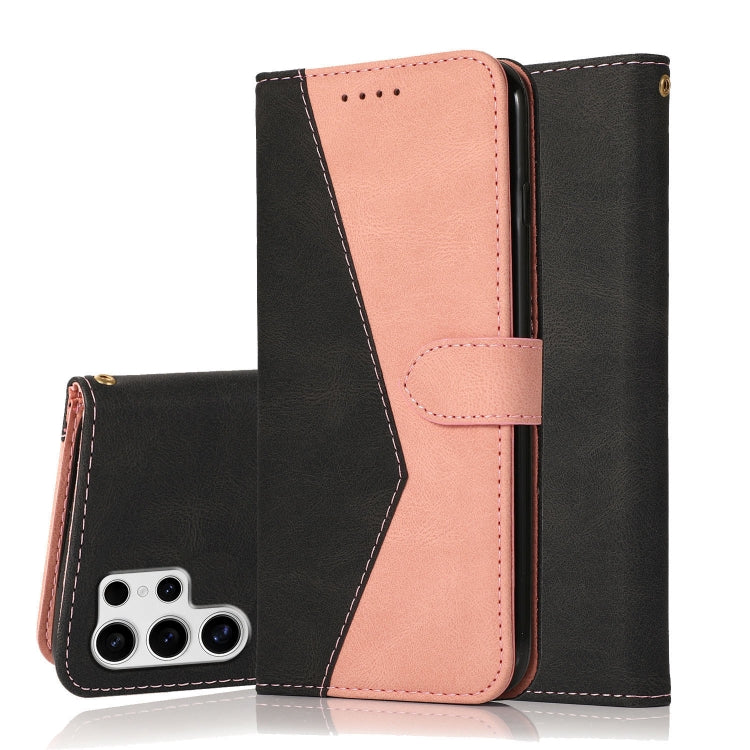 For Samsung Galaxy S25 Ultra 5G Dual-color Stitching Leather Phone Case(Black Rose Gold) - Galaxy S25 Ultra 5G Cases by PMC TechLife | Online Shopping South Africa | PMC TechLife | Buy Now Pay Later Mobicred