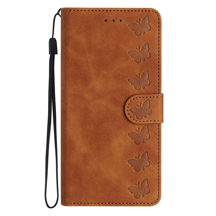 For Samsung Galaxy S25 Ultra 5G Seven Butterflies Embossed Leather Phone Case(Brown) - Galaxy S25 Ultra 5G Cases by PMC Jewellery | Online Shopping South Africa | PMC Jewellery | Buy Now Pay Later Mobicred