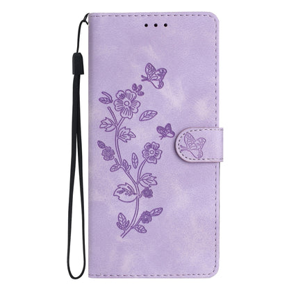 For Samsung Galaxy S25 5G Flower Butterfly Embossing Pattern Leather Phone Case(Purple) - Galaxy S25 5G Cases by PMC Jewellery | Online Shopping South Africa | PMC Jewellery | Buy Now Pay Later Mobicred