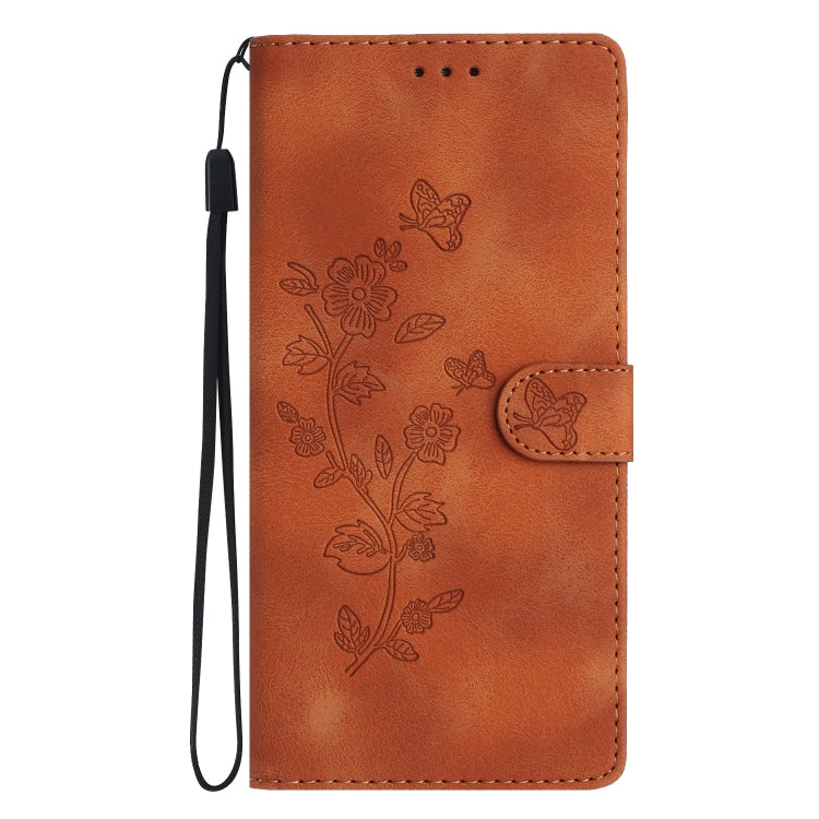 For Samsung Galaxy S25 Ultra 5G Flower Butterfly Embossing Pattern Leather Phone Case(Brown) - Galaxy S25 Ultra 5G Cases by PMC Jewellery | Online Shopping South Africa | PMC Jewellery | Buy Now Pay Later Mobicred