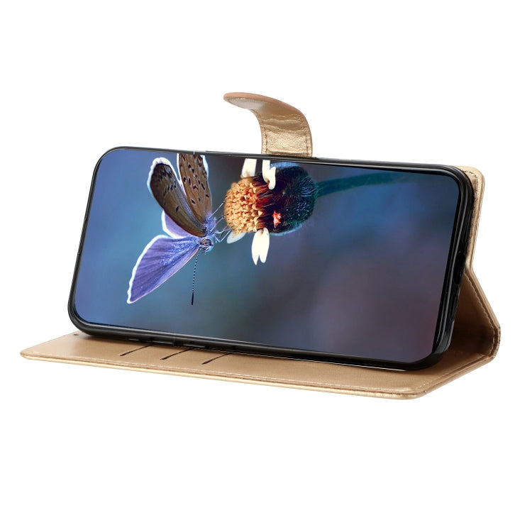 For Samsung Galaxy S25 5G Cherry Blossom Butterfly Skin Feel Embossed PU Phone Case(Gold) - Galaxy S25 5G Cases by PMC Jewellery | Online Shopping South Africa | PMC Jewellery | Buy Now Pay Later Mobicred