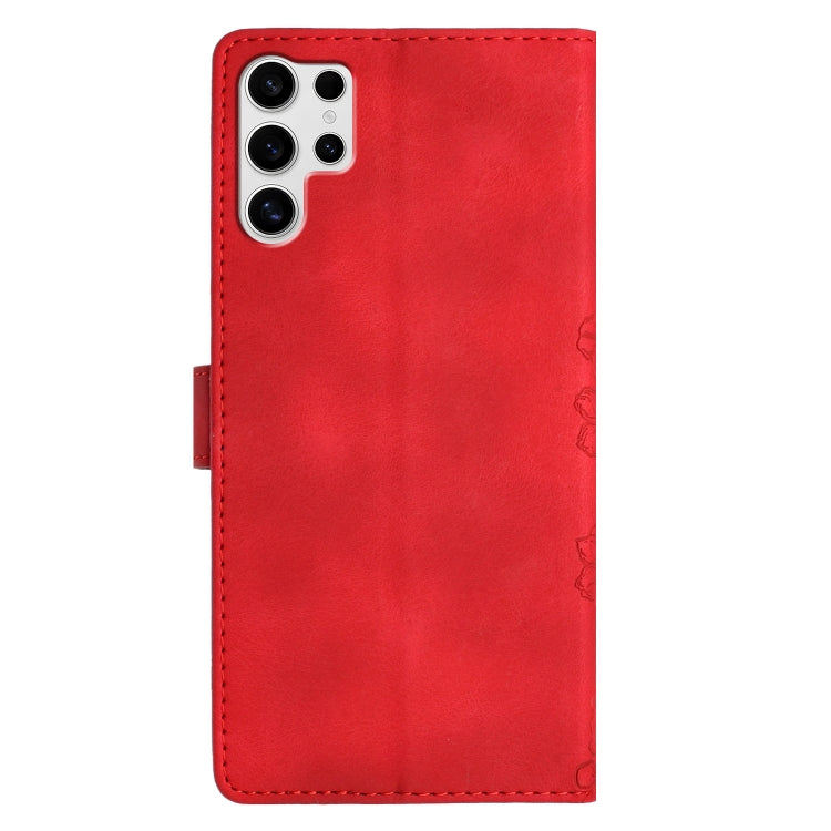 For Samsung Galaxy S25 Ultra 5G Cherry Blossom Butterfly Skin Feel Embossed PU Phone Case(Red) - Galaxy S25 Ultra 5G Cases by PMC TechLife | Online Shopping South Africa | PMC TechLife | Buy Now Pay Later Mobicred