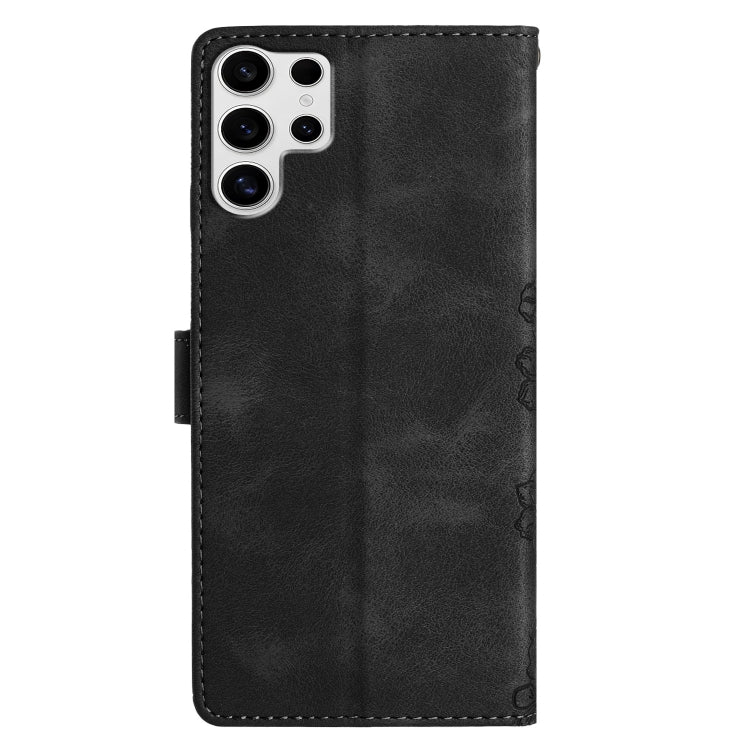For Samsung Galaxy S25 Ultra 5G Cherry Blossom Butterfly Skin Feel Embossed PU Phone Case(Black) - Galaxy S25 Ultra 5G Cases by PMC TechLife | Online Shopping South Africa | PMC TechLife | Buy Now Pay Later Mobicred