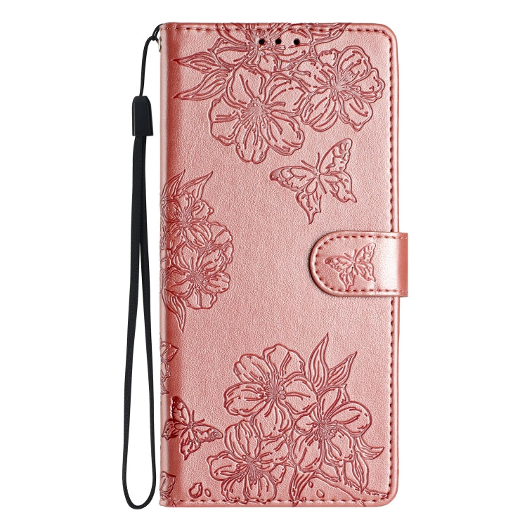 For Samsung Galaxy S25 Ultra 5G Cherry Blossom Butterfly Skin Feel Embossed PU Phone Case(Rose Gold) - Galaxy S25 Ultra 5G Cases by PMC TechLife | Online Shopping South Africa | PMC TechLife | Buy Now Pay Later Mobicred