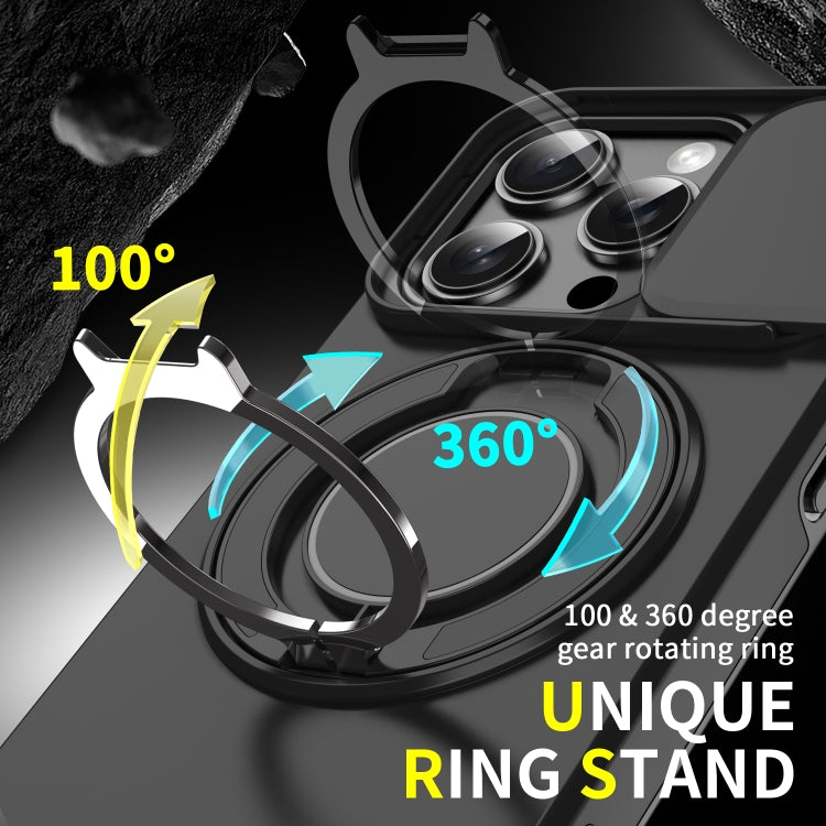 For iPhone 16 Pro Max Sliding Camshield Ring Holder Phone Case(Black) - iPhone 16 Pro Max Cases by PMC TechLife | Online Shopping South Africa | PMC TechLife | Buy Now Pay Later Mobicred