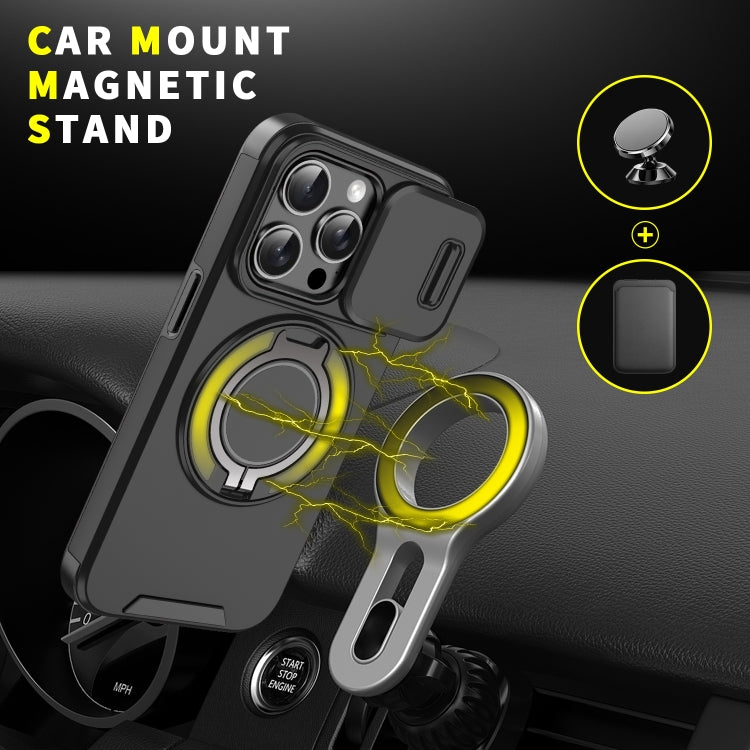 For iPhone 16 Pro Max Sliding Camshield Ring Holder Phone Case(Black) - iPhone 16 Pro Max Cases by PMC TechLife | Online Shopping South Africa | PMC TechLife | Buy Now Pay Later Mobicred