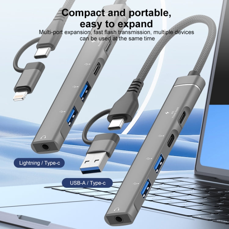 5 in 2 Multi-function HUB Adapter, Interface:USB-C / Type-C + USB-A(Grey) - USB HUB by PMC Jewellery | Online Shopping South Africa | PMC Jewellery | Buy Now Pay Later Mobicred