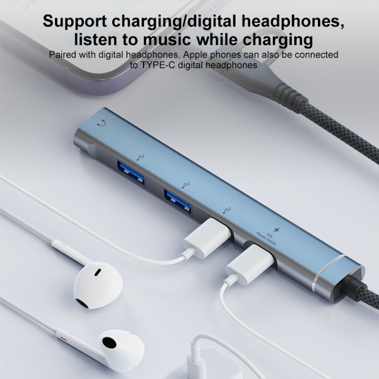 5 in 2 Multi-function HUB Adapter, Interface:USB-C / Type-C + 8 Pin(Silver) - free shipping - PMC Jewellery - Order now!