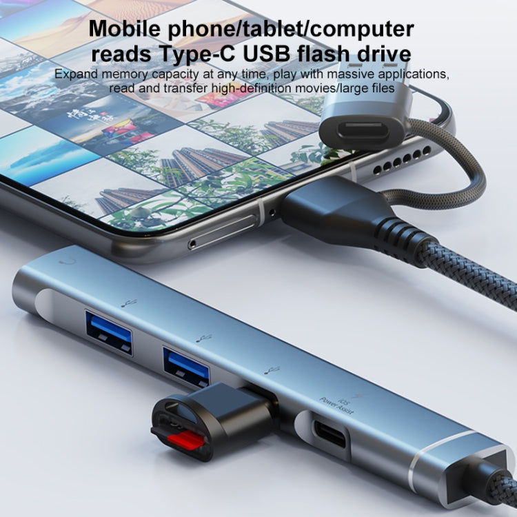 5 in 2 Multi-function HUB Adapter, Interface:USB-C / Type-C + 8 Pin(Silver) - free shipping - PMC Jewellery - Order now!